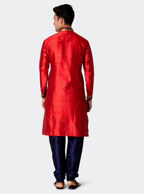 Maroon Textured Kurta Set