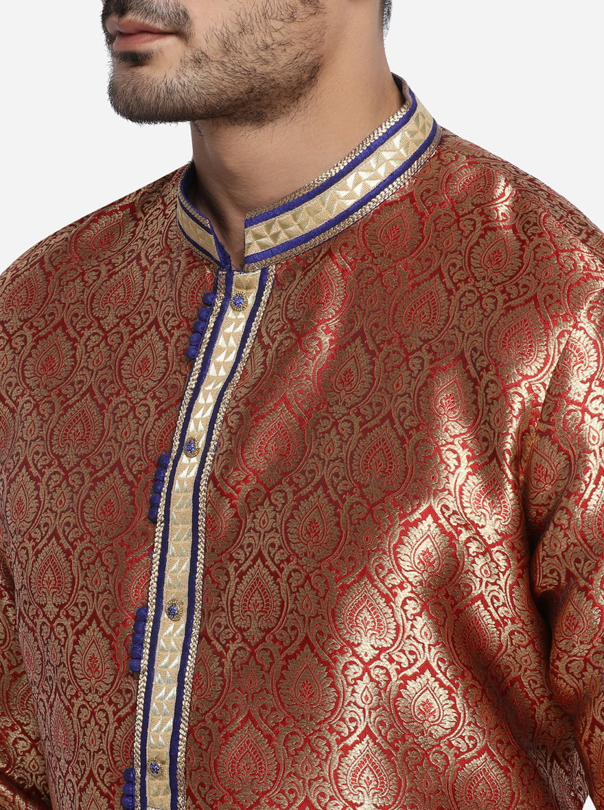 Maroon & Golden Kurta Set | Azania