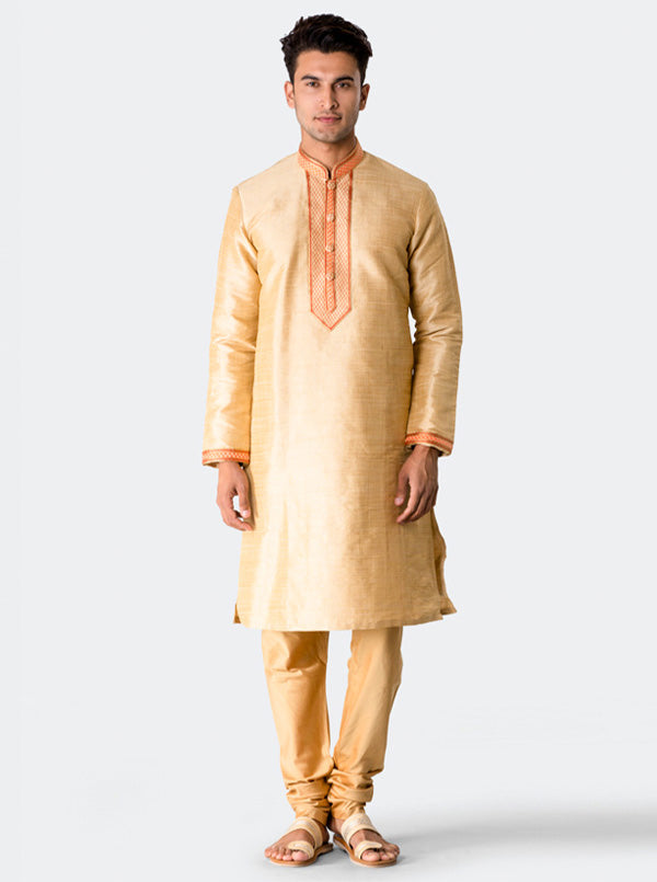 Golden Textured Kurta Set