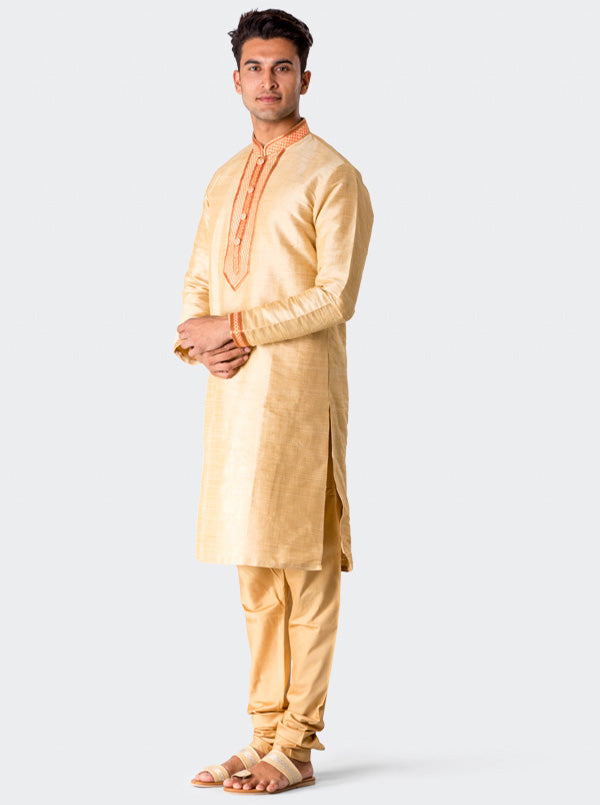 Golden Textured Kurta Set