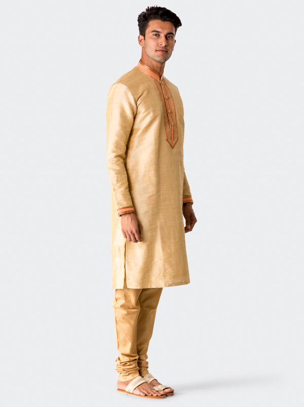 Golden Textured Kurta Set