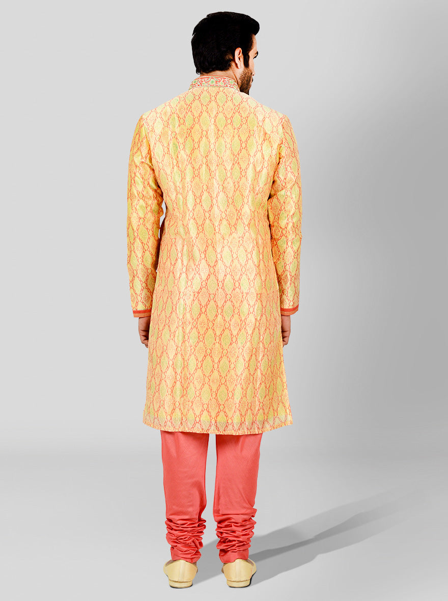 Peach & Light Green Kurta Set | Siddhesh Chauhan