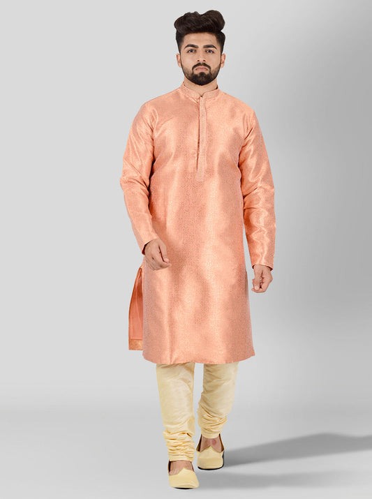 Peach & Golden Kurta Set | Azania