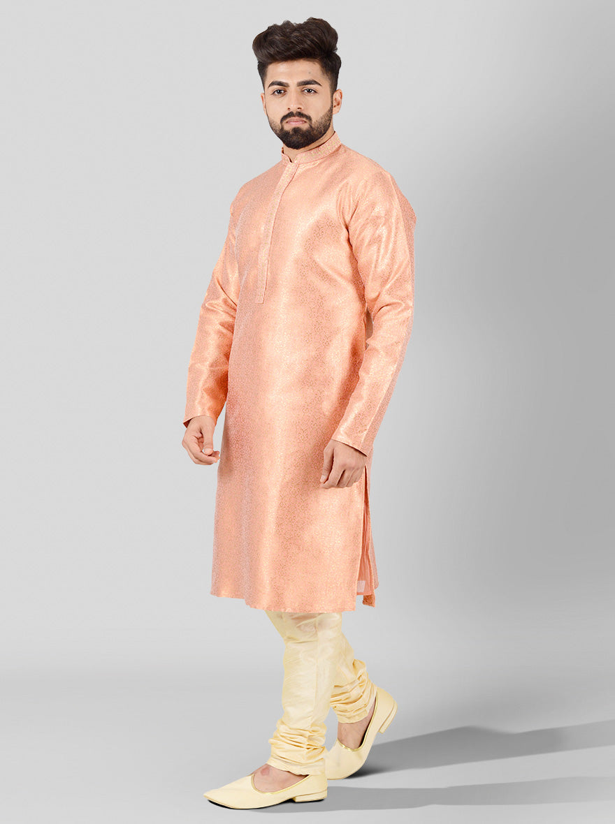 Peach & Golden Kurta Set | Azania