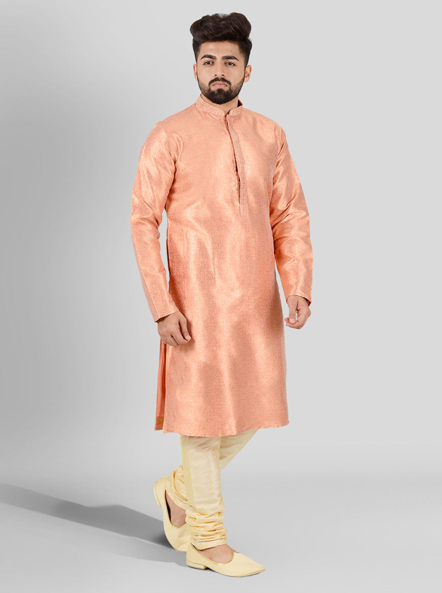 Peach & Golden Kurta Set | Azania