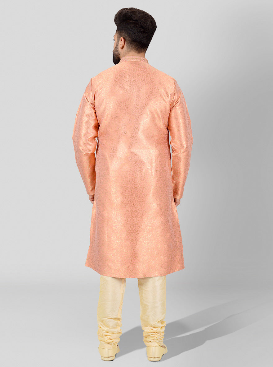 Peach & Golden Kurta Set | Azania