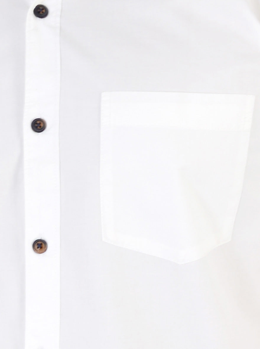 White Solid Slim Fit Casual Shirt | JB Sport