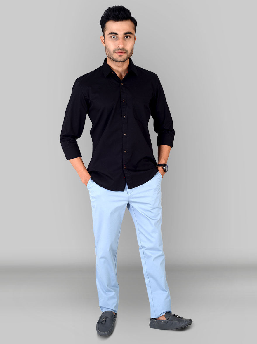 Black Solid Slim Fit Casual Shirt | JB Sport