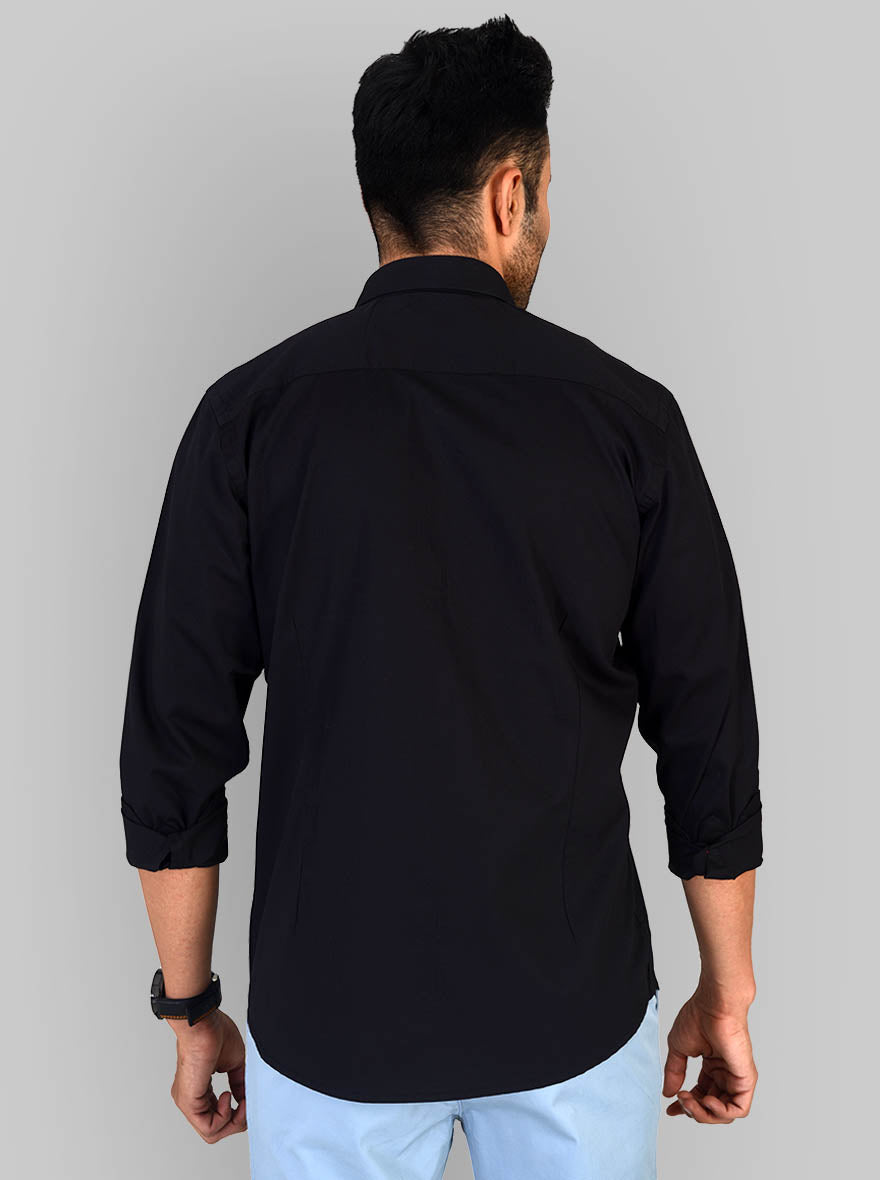 Black Solid Slim Fit Casual Shirt | JB Sport