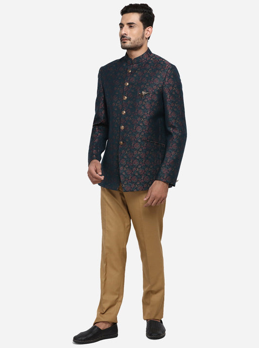 Dark Green & Purple Jodhpuri Suit | JadeBlue