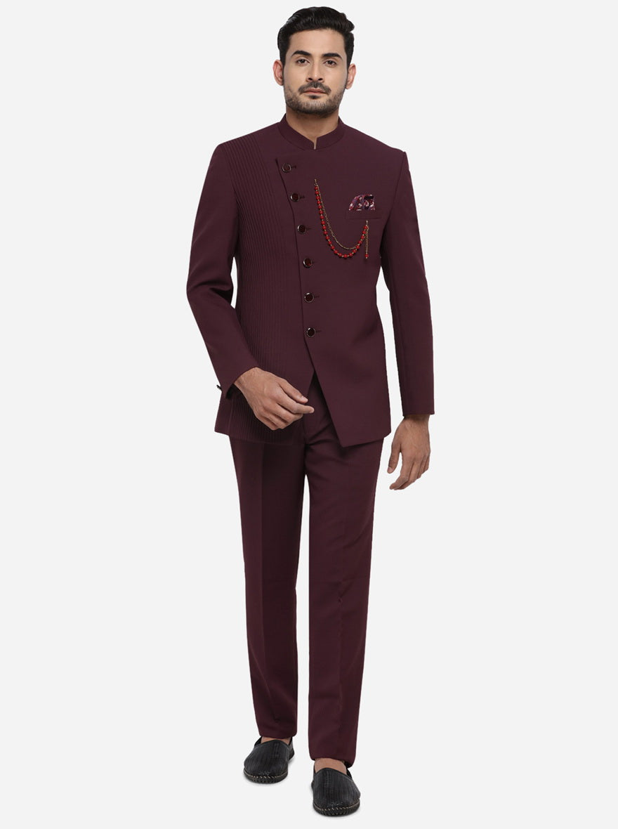 Wine Jodhpuri Suit | JadeBlue