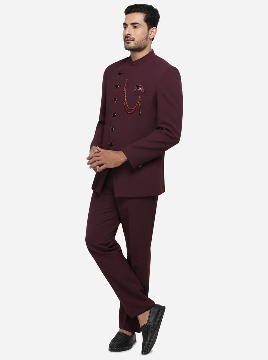 Wine Jodhpuri Suit | JadeBlue