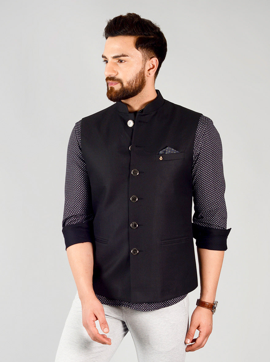 Black Bandhgala Jacket | Greenfibre