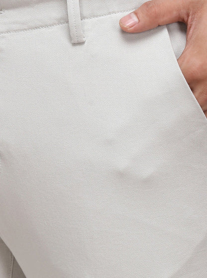 Light Grey Solid Super Slim Fit Casual Trouser | Greenfibre