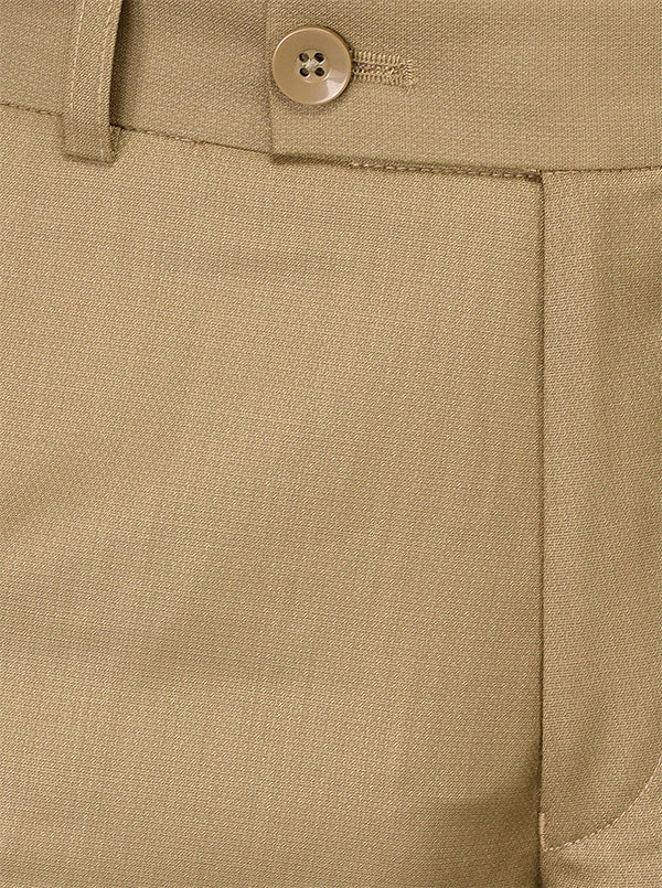 Greenfibre Khaki Self Textured Slim Fit Formal Trouser