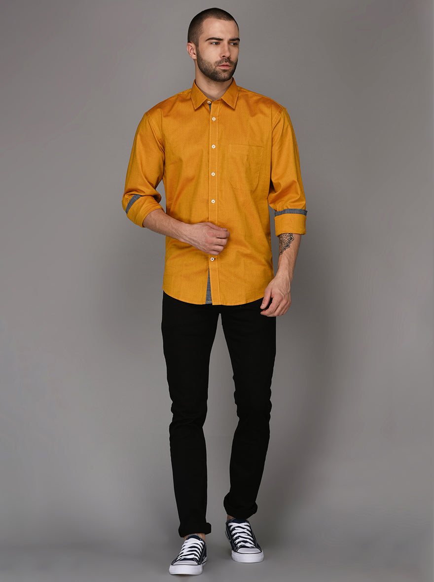 Greenfibre Golden Printed Regular Fit Casual Shirt