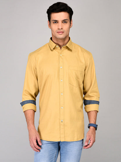 Greenfibre Beige Regular Fit Casual Shirt