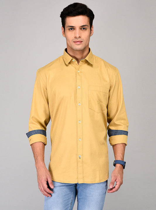 Greenfibre Beige Regular Fit Casual Shirt