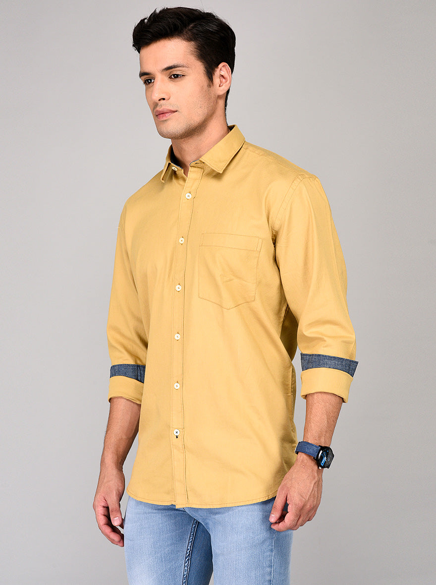 Greenfibre Beige Regular Fit Casual Shirt