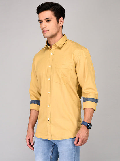 Greenfibre Beige Regular Fit Casual Shirt