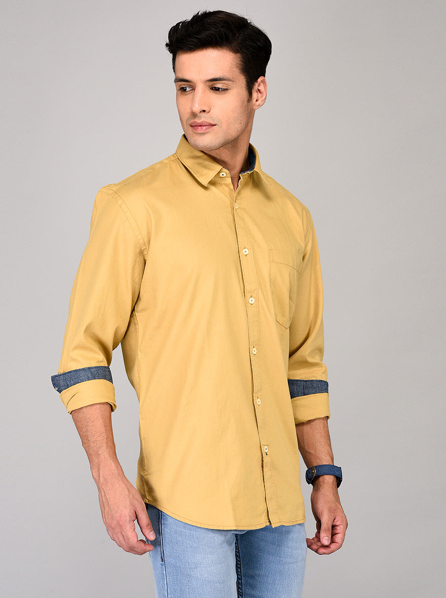 Greenfibre Beige Regular Fit Casual Shirt
