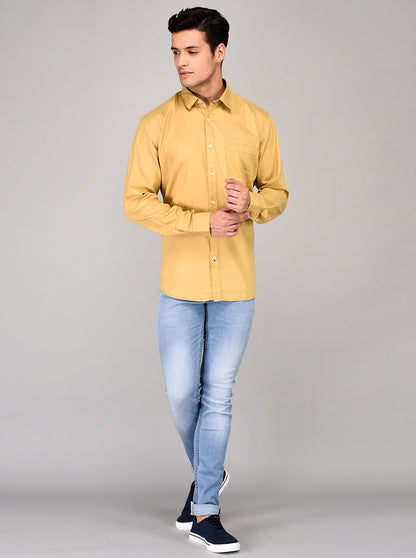 Greenfibre Beige Regular Fit Casual Shirt