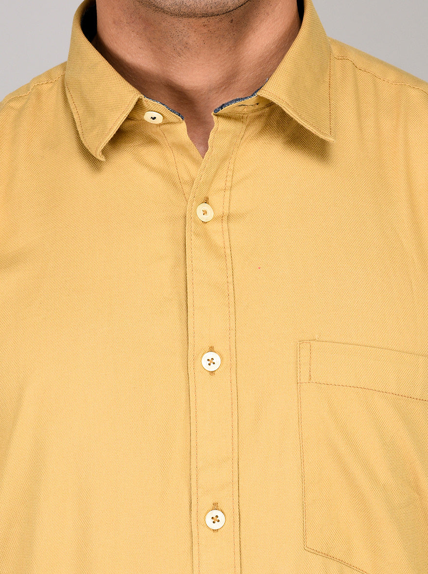 Greenfibre Beige Regular Fit Casual Shirt