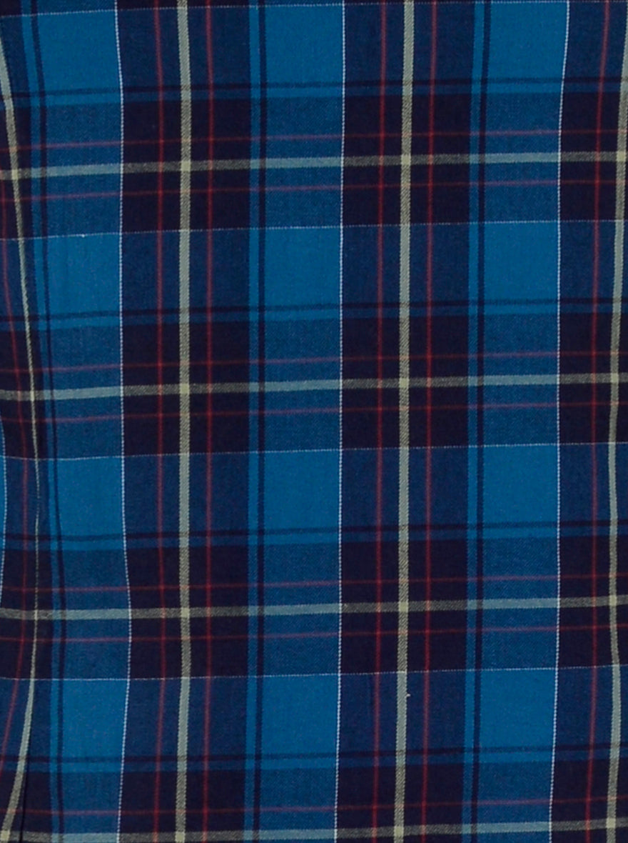 Olympic Blue Checked Slim Fit Casual Shirt | Greenfibre