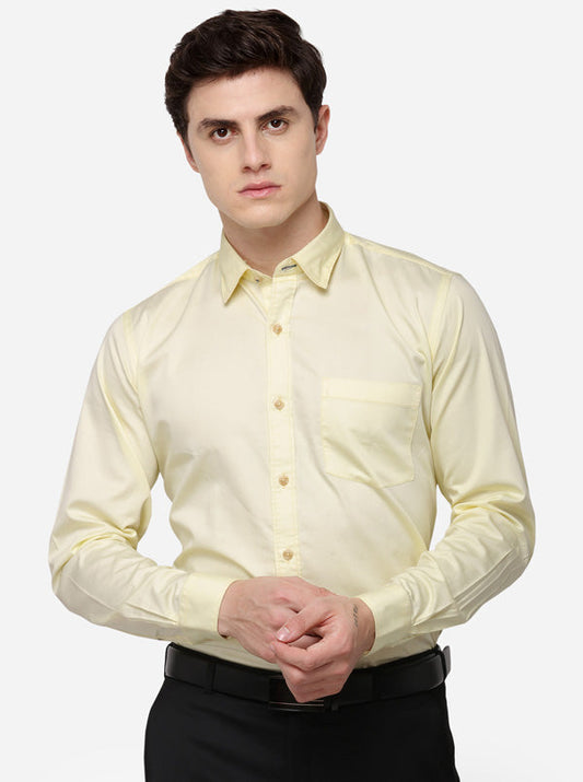 Yellow Smart Fit Solid Casual Shirt | Greenfibre