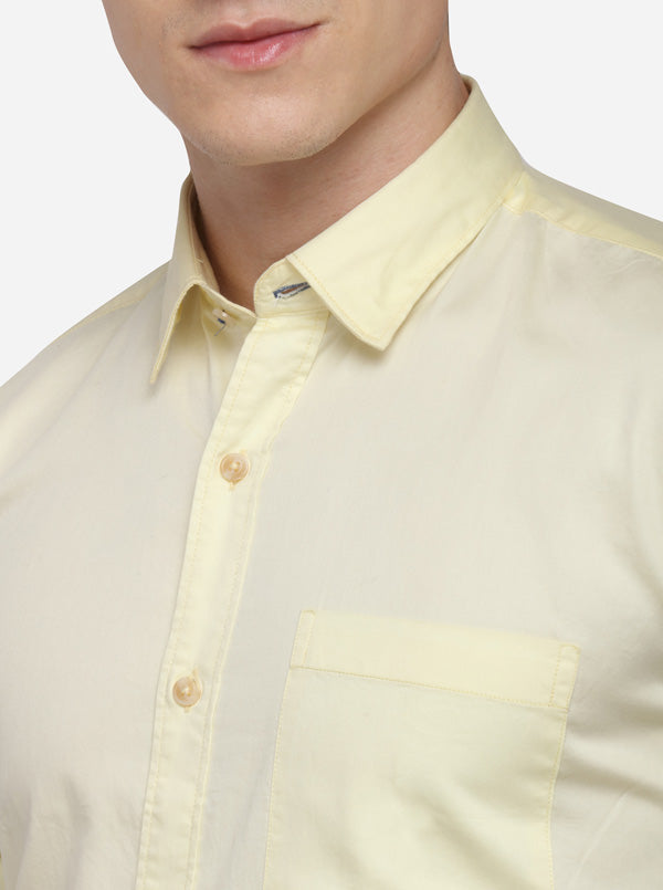 Yellow Smart Fit Solid Casual Shirt | Greenfibre