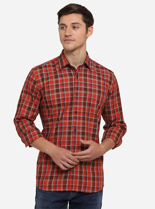 Multicolor Checked Slim Fit Semi Casual Shirt | JadeBlue