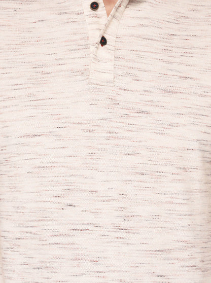 Beige Self Textured Slim Fit Polo T-Shirt | JB Sport