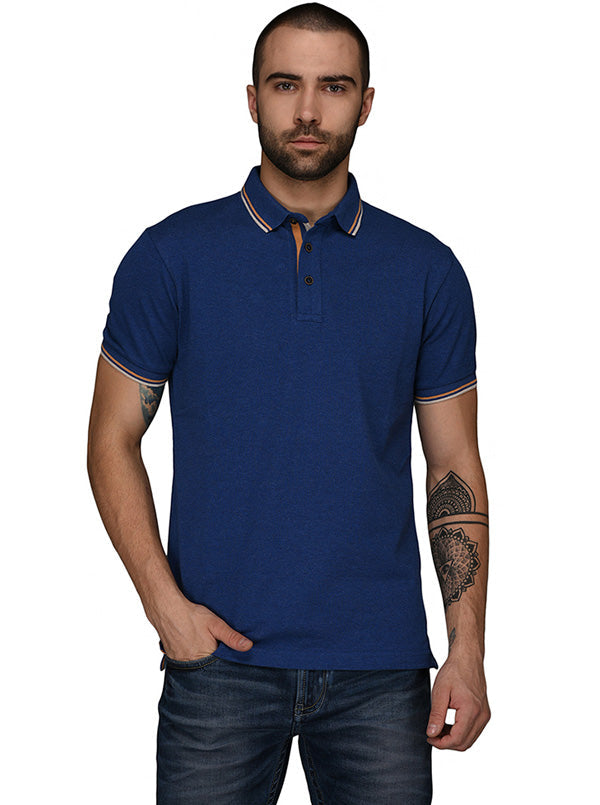 Fresh Blue Solid Slim Fit Polo T-Shirt | JB Sport