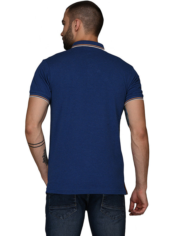 Fresh Blue Solid Slim Fit Polo T-Shirt | JB Sport