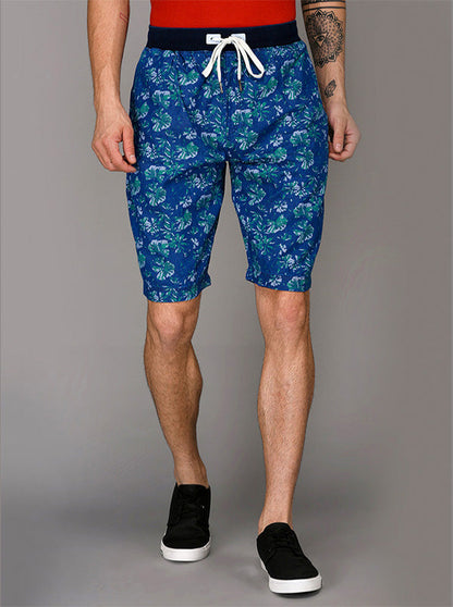 JadeBlue Navy Blue & Green Printed Shorts