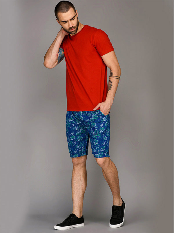 JadeBlue Navy Blue & Green Printed Shorts