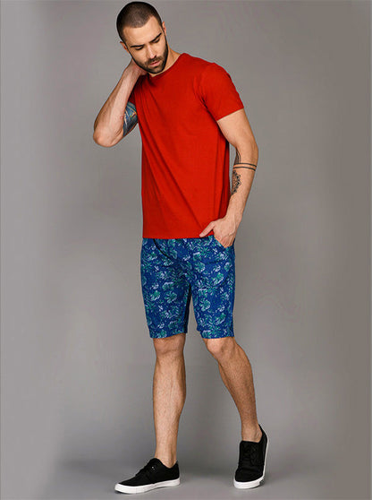 JadeBlue Navy Blue & Green Printed Shorts