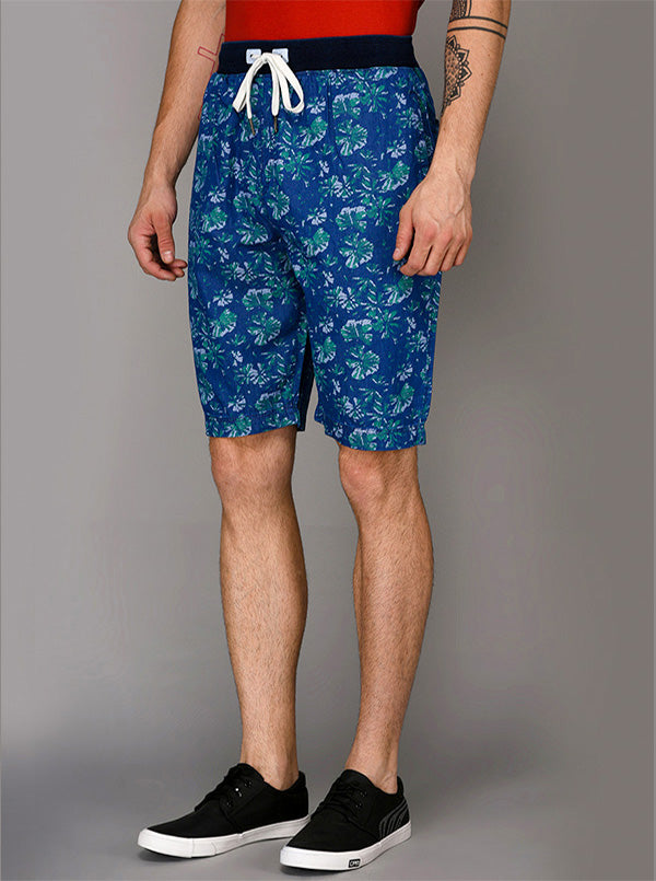 JadeBlue Navy Blue & Green Printed Shorts