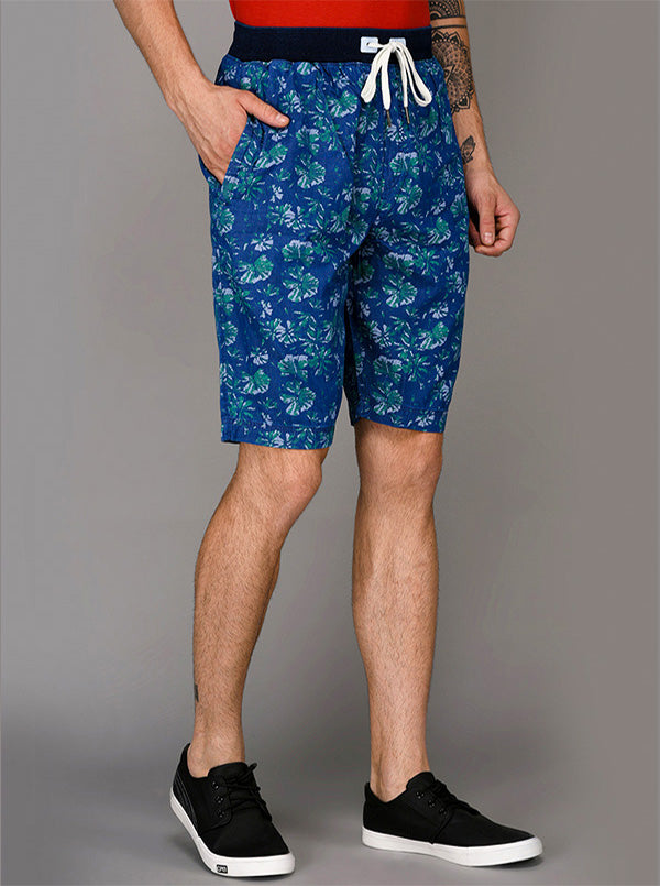 JadeBlue Navy Blue & Green Printed Shorts