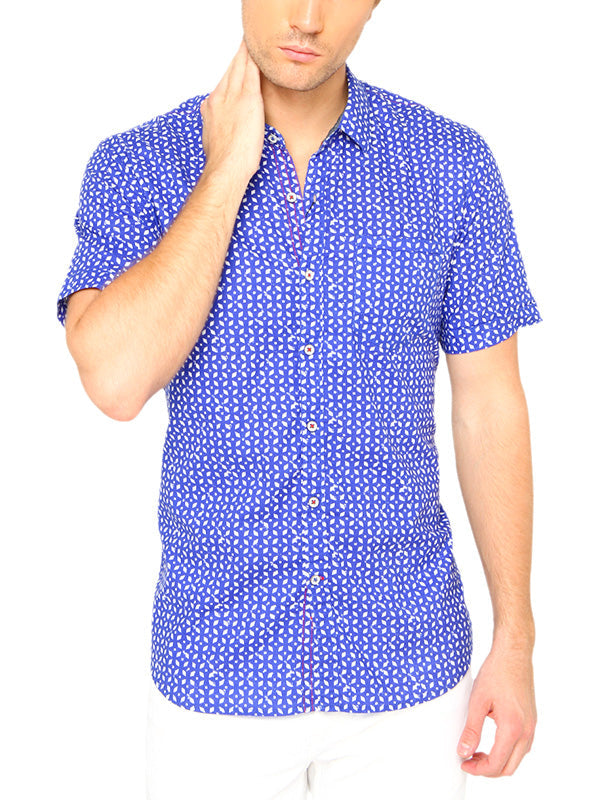 JB Sport Blue Printed Slim Fit Casual Shirt