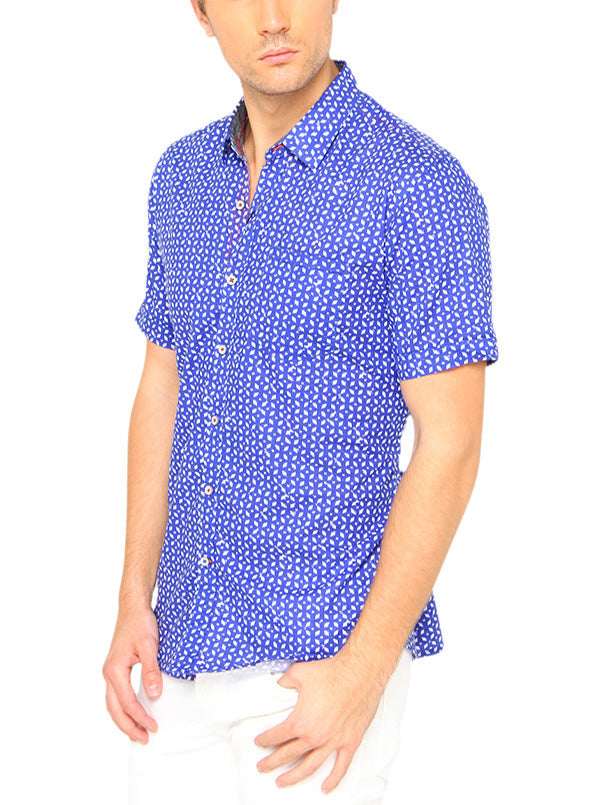 JB Sport Blue Printed Slim Fit Casual Shirt