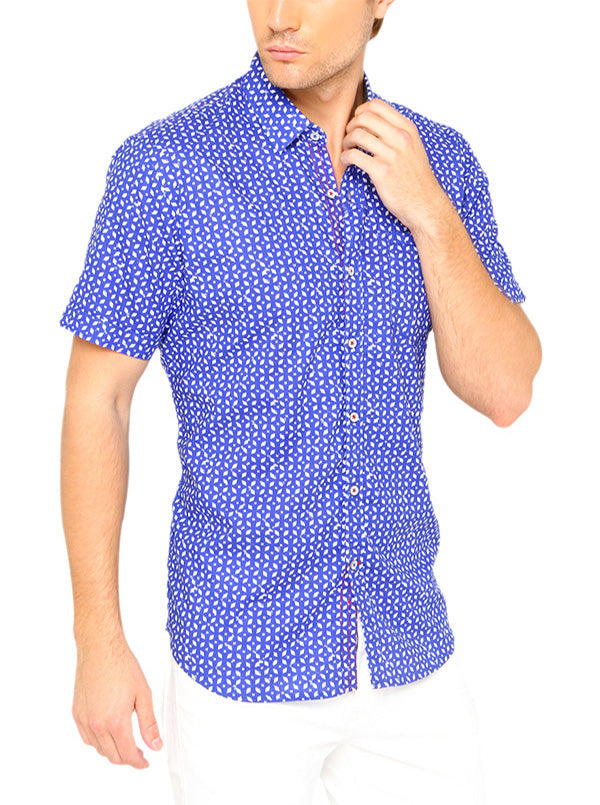 JB Sport Blue Printed Slim Fit Casual Shirt