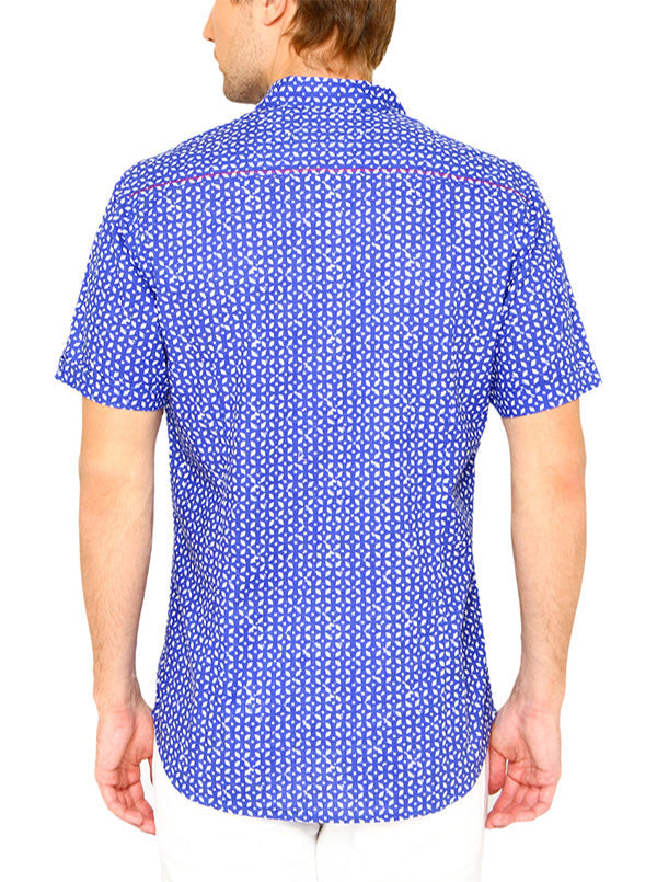 JB Sport Blue Printed Slim Fit Casual Shirt