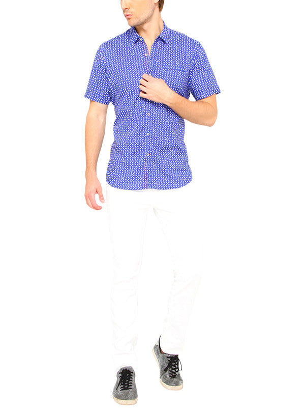 JB Sport Blue Printed Slim Fit Casual Shirt