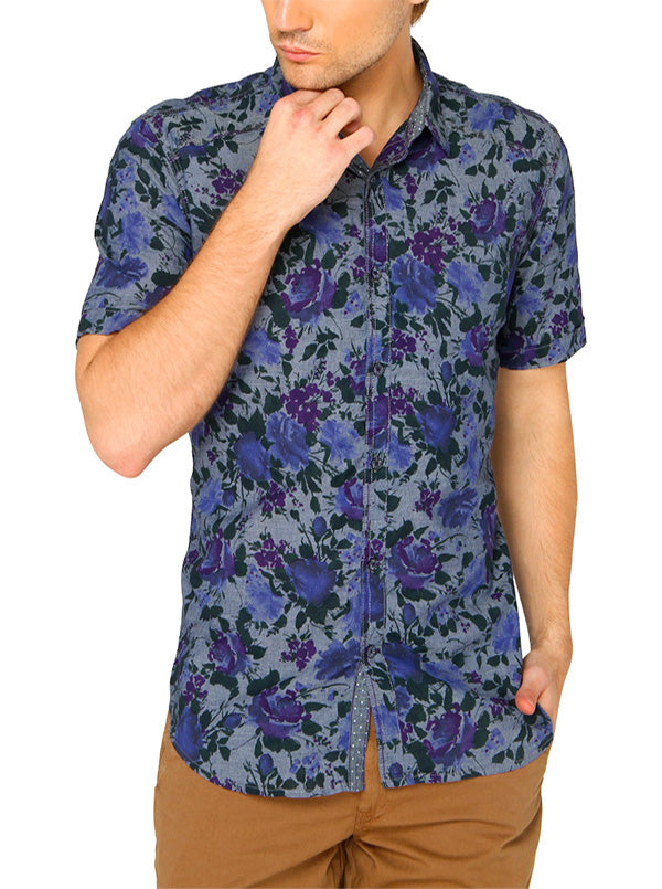 JB Sport Purple Printed Slim Fit Casual Shirt