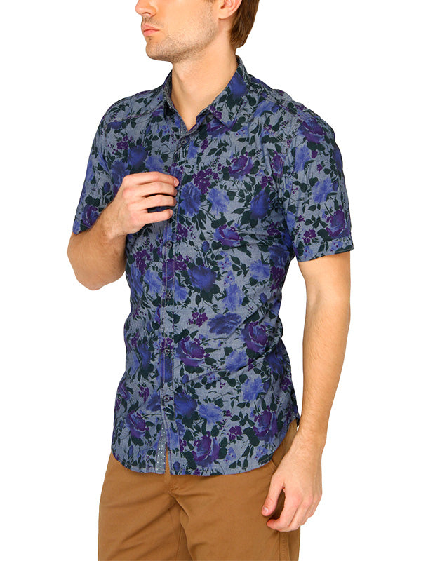 JB Sport Purple Printed Slim Fit Casual Shirt