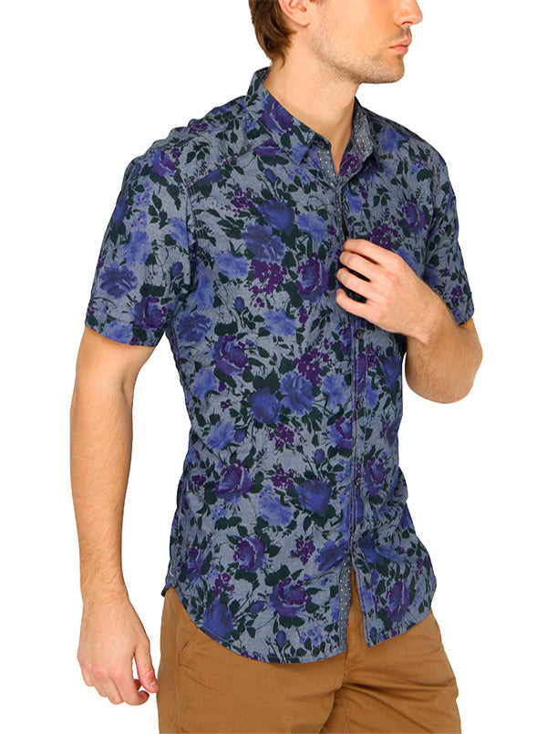 JB Sport Purple Printed Slim Fit Casual Shirt