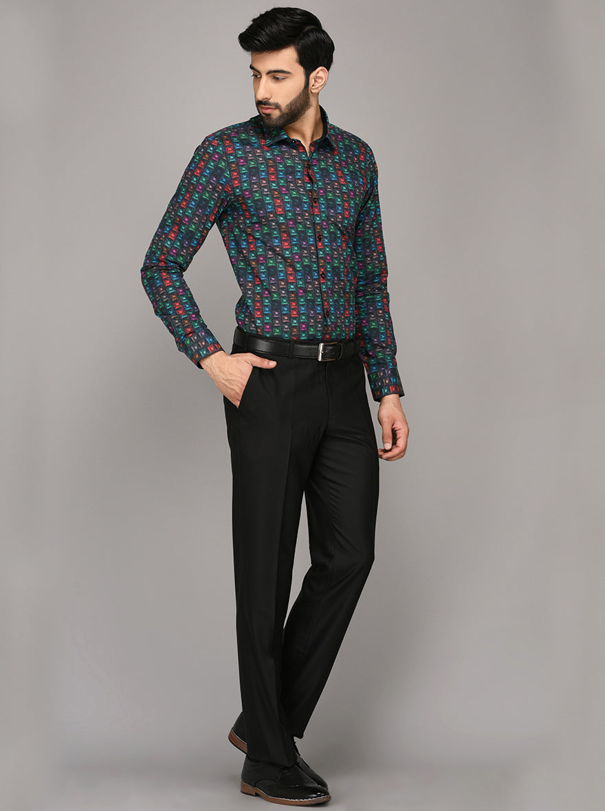 Wyre Multi Colored Printed Slim Fit Evening Wear Shirt