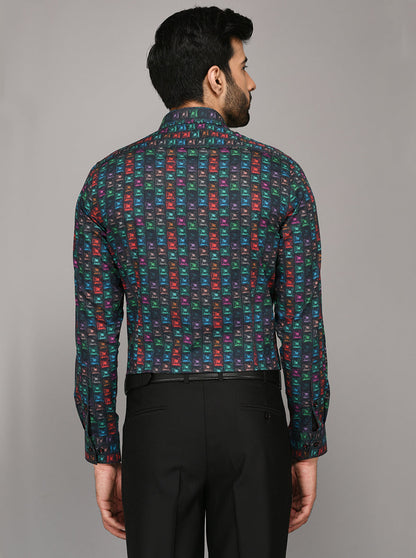 Wyre Multi Colored Printed Slim Fit Evening Wear Shirt