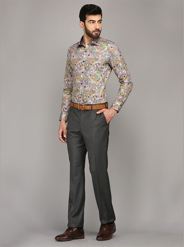 Wyre Multi Colored Printed Slim Fit Evening Wear Shirt